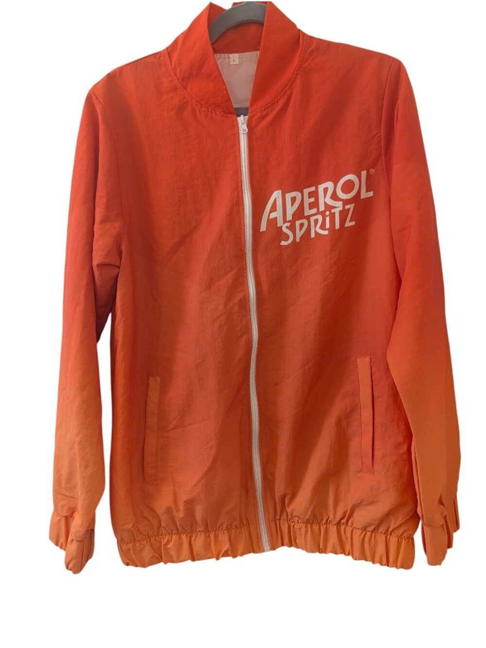 Aperol Spritz Branded Orange Lightweight Zip-Up Jacket With Pockets & Elastic Cu